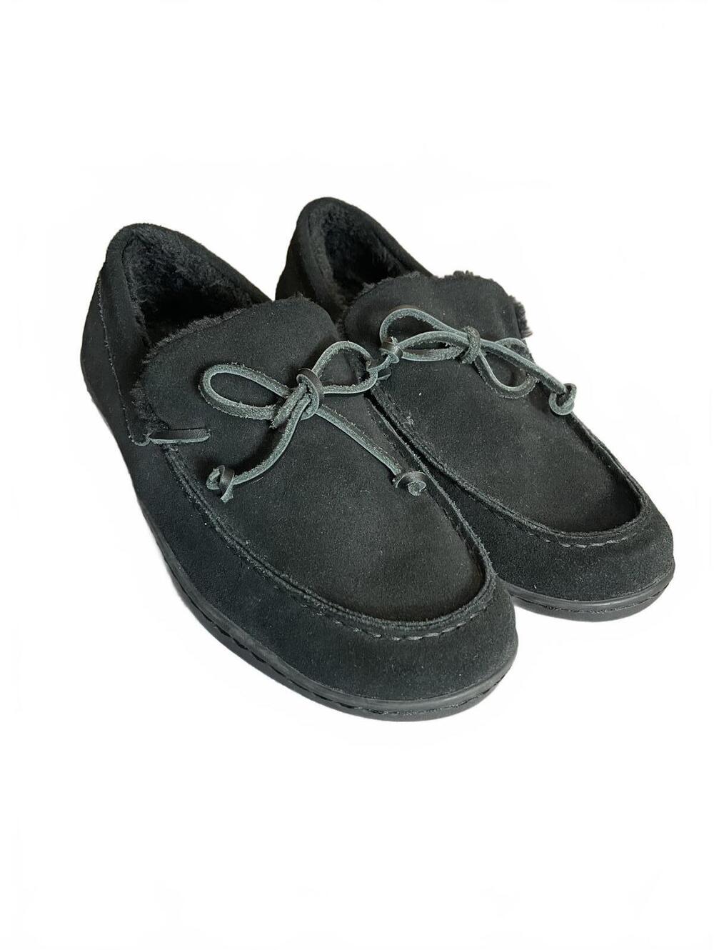 Vionic Adler moccasin slipper in black suede with faux-shearling lining Size 9
